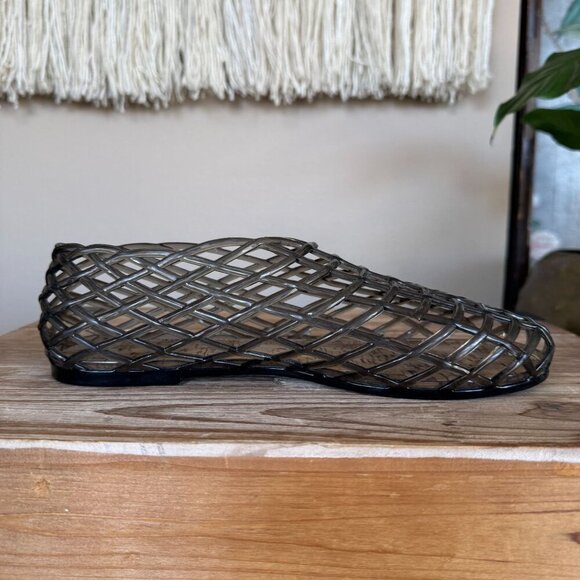 MIA DARLEENE Black Jelly Open Basket Weave Slip On Ballet Flat Shoes Size 8 - Picture 4 of 12